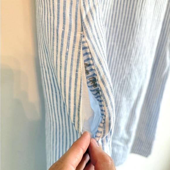 Tommy Bahama 100% Linen Blue Striped Sleeveless Dress - Picture 5 of 11